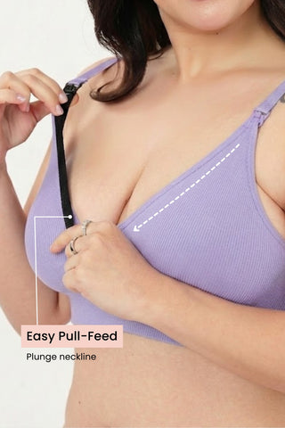 Zena Fine-Rib Bra - Lavender