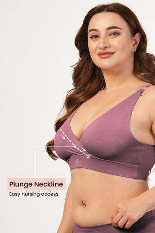 247 Extra Support Cotton Feeding Bra with Adjuster - Lilac