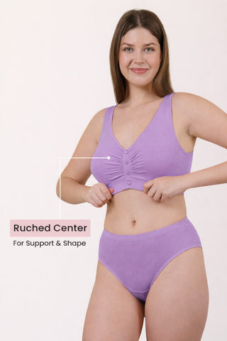 Ruched Modal Front-Open Bra - Lilac
