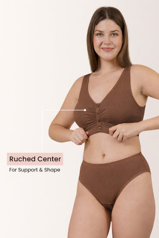 Ruched Modal Front-Open Bra - Brown