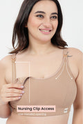 Riva Fine-Rib Cotton Feeding Bra - Skin