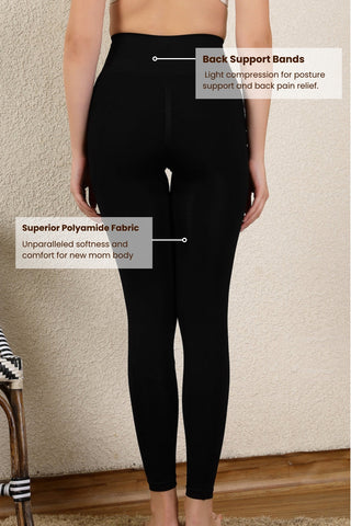 Seamless High Waisted Tummy Compression Floral Jacquard Black Postpartum Legging