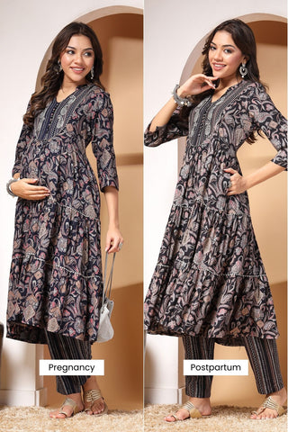 Midnight Muse Maternity Kurta Set