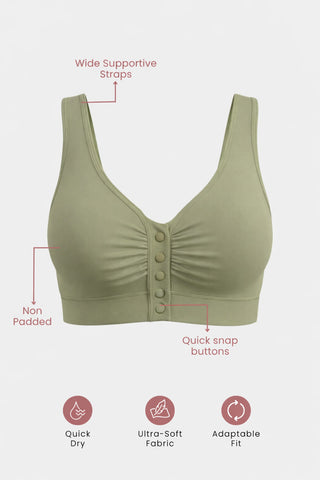 Ruched Pack of 2 Modal Front-Open Bra - (Lavender, Matcha)