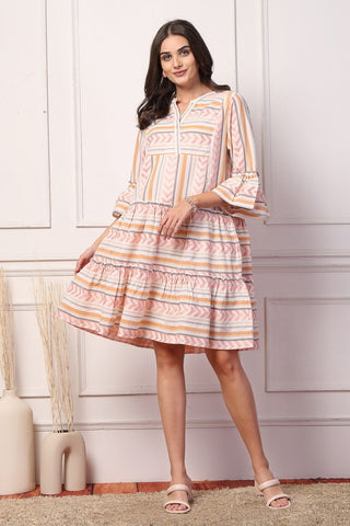 Peachy Glow Luxe Stripe Maternity Feeding Dress