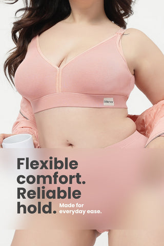 Lira Ribbed Cotton Nursing Padded Bra - Rose Gold
