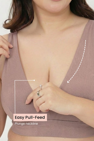 SecureFit Cotton Fixed-Pad Feeding Bra - Dark Skin