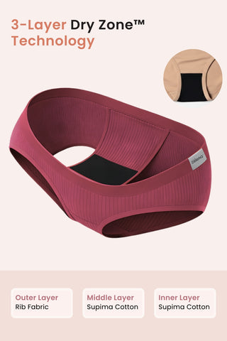 Sera Fine Rib Mid Rise Hipster Pack of 3 - (Skin, Blush, Black)