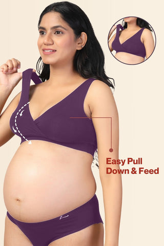 Dark Purple Padded Bra: Fixed cups ensure smooth coverage and natural shape.