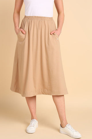 Beige 100% Cotton Jersey Skirt with Detachable Strap & Pockets
