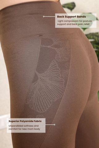 Brown Postpartum Legging; helps stabilize muscles during recovery period.