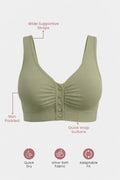 Ruched Modal Front-Open Bra - Matcha