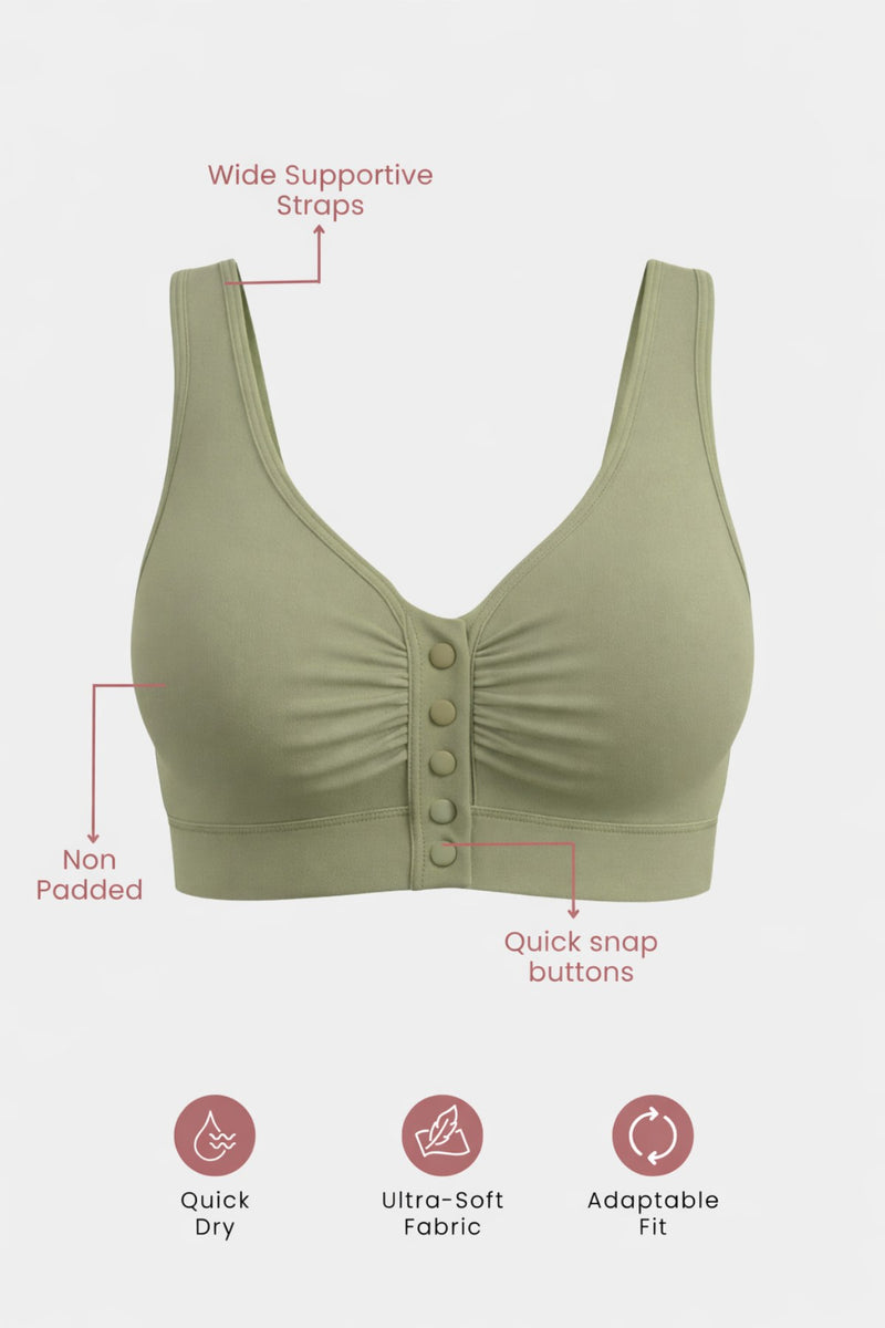 Ruched Modal Front-Open Bra - Matcha