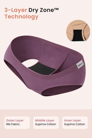 Sera Fine Rib Mid Rise Hipster - Purple