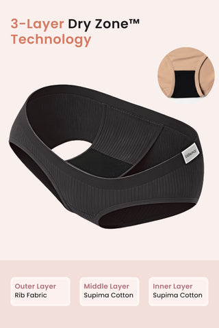 Sera Broad Rib Mid Rise Hipster - Black