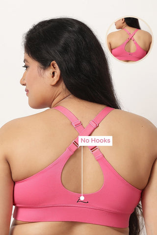 247 Extra Support Cotton Racerback Feeding Bra with Adjuster - Fuchsia