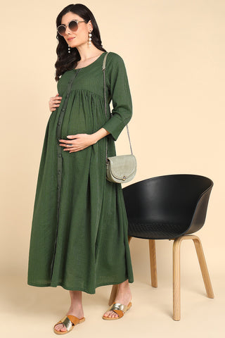 Green Katha 100% Cotton Zipless Maternity Maxi with Pockets