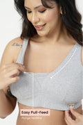 Sera Fine-Rib Bra - Grey Melange