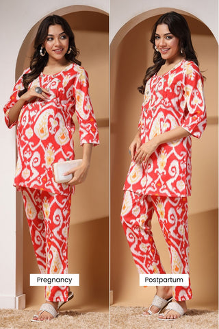 Ikat Illusion Maternity and Feeding Friendly  Co-ord Set