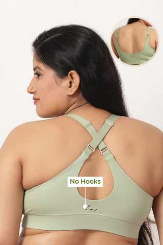 247 Extra Support Cotton Racerback Feeding Bra with Adjuster - Pista