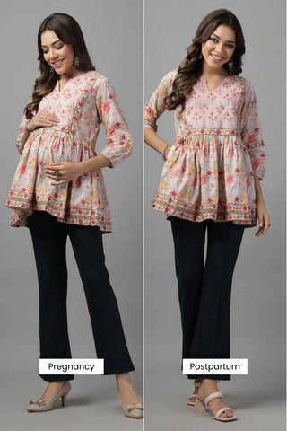 Blossom Charm Maternity Feeding Peplum Top