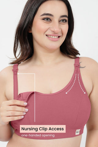 Riva Fine-Rib Cotton Feeding Bra - Blush