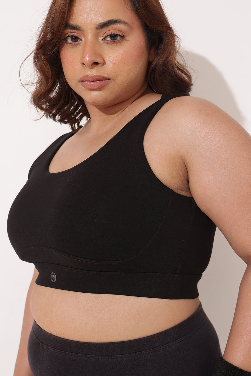 Sculpt & Lift Cotton Sports Bra - Black
