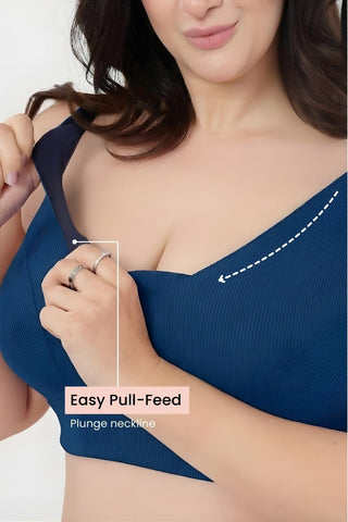 Sera Fine Rib Bra & Mid Rise Panty Set - Airforce