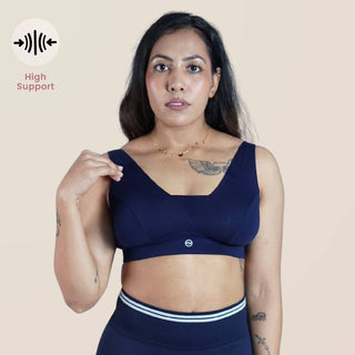 Fixed Padded Modal Maternity Feeding Bra with Support - Navy