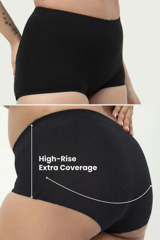 Sculpting Cotton High-Rise Boyshorts (Pack of 2) (Black & Dark Skin)