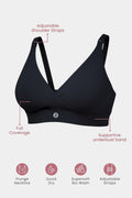 247 Extra Support Cotton Feeding Bra with Adjuster - Black