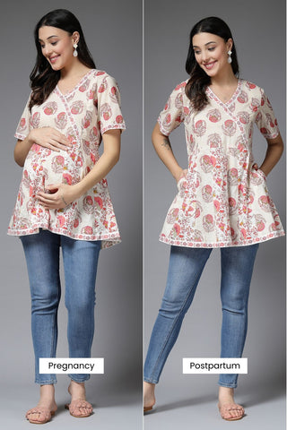 Pure Cotton Printed Maternity Feeding Top