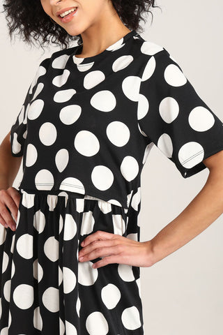 Black Printed Maternity Zipless Feeding Dress