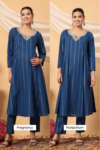 High-quality image of the Cotton texture and finish of the Azure Blue Essence Suit Set.