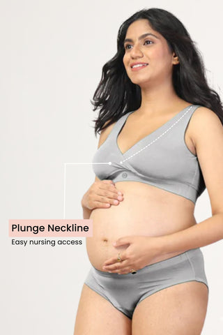 247 Silver Grey Modal Padded Maternity Feeding Bra