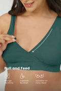 247 (Upgraded) Modal Padded Maternity Feeding Bra - Hunter Green