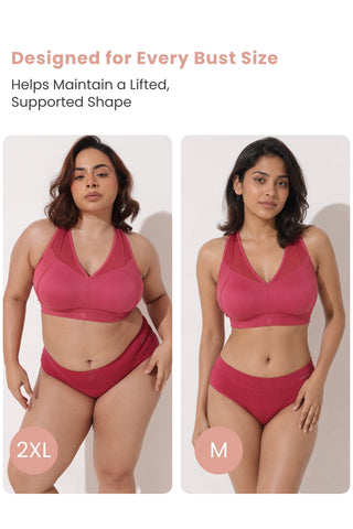 Sculpt & Lift Powermesh Bra - Red