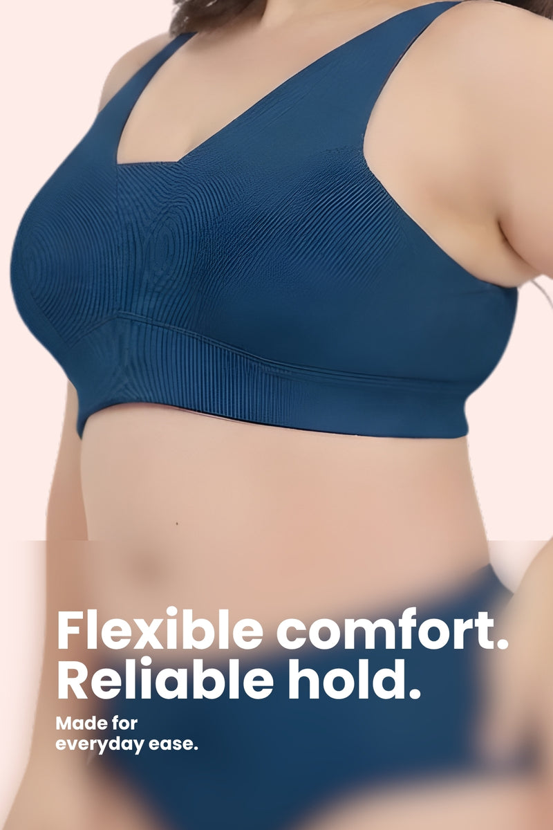 Natural Shape Fine Rib Bra - Airforce