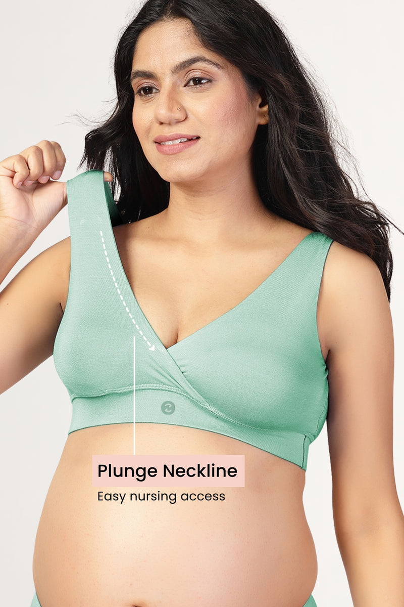 247 (Upgraded) Mint Green Modal Padded Maternity Feeding Bra