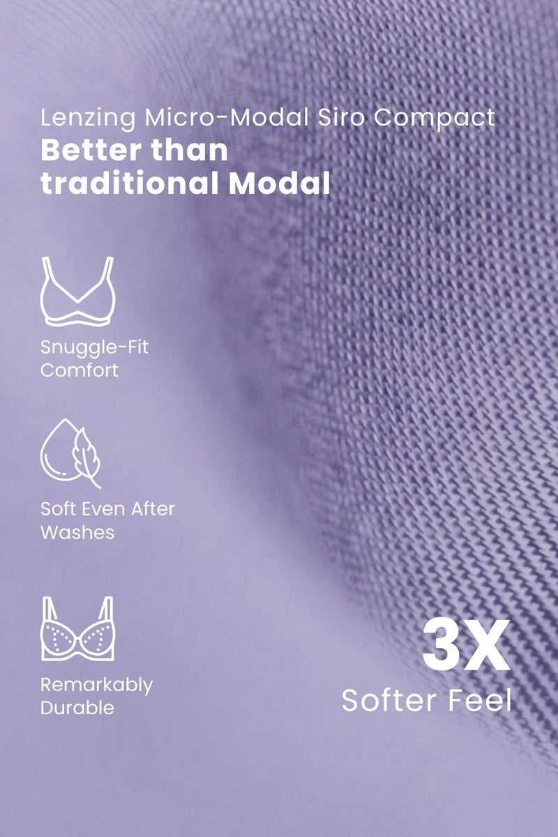 Ruched Modal Front-Open Bra with G-Hook - Mist