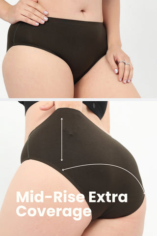 The Invisible Panty Pack Of 4 (Modal | Mid Rise | Black, Army Green, Mauve & Matcha)