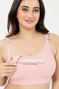 Riva Fine-Rib Cotton Feeding Bra - Rose Gold