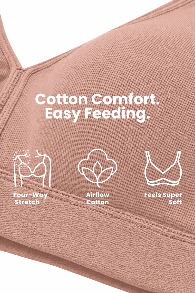 Lira Ribbed Cotton Nursing Padded Bra - Caramel