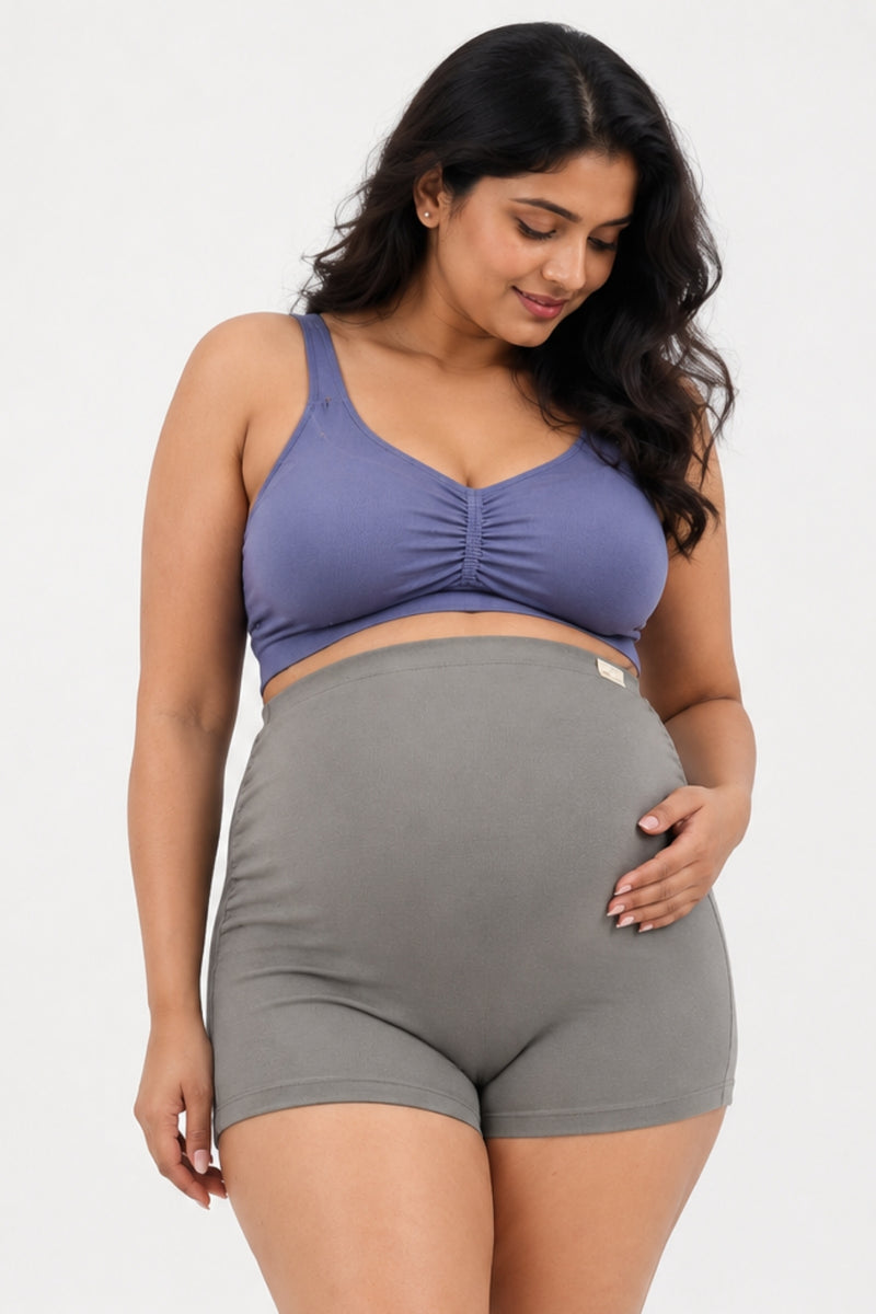 Pregnancy Panty – Over-the-Belly (Rib Textured) - Light Grey