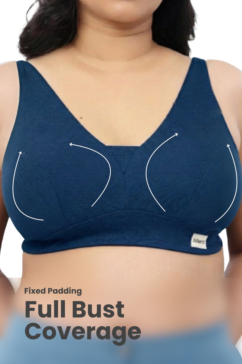 Natural Shape Fine Rib Bra - Airforce