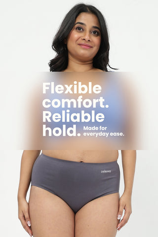 The Invisible Panty Pack Of 3 (Cotton | High Rise | Black, Dark Grey & Mauve)