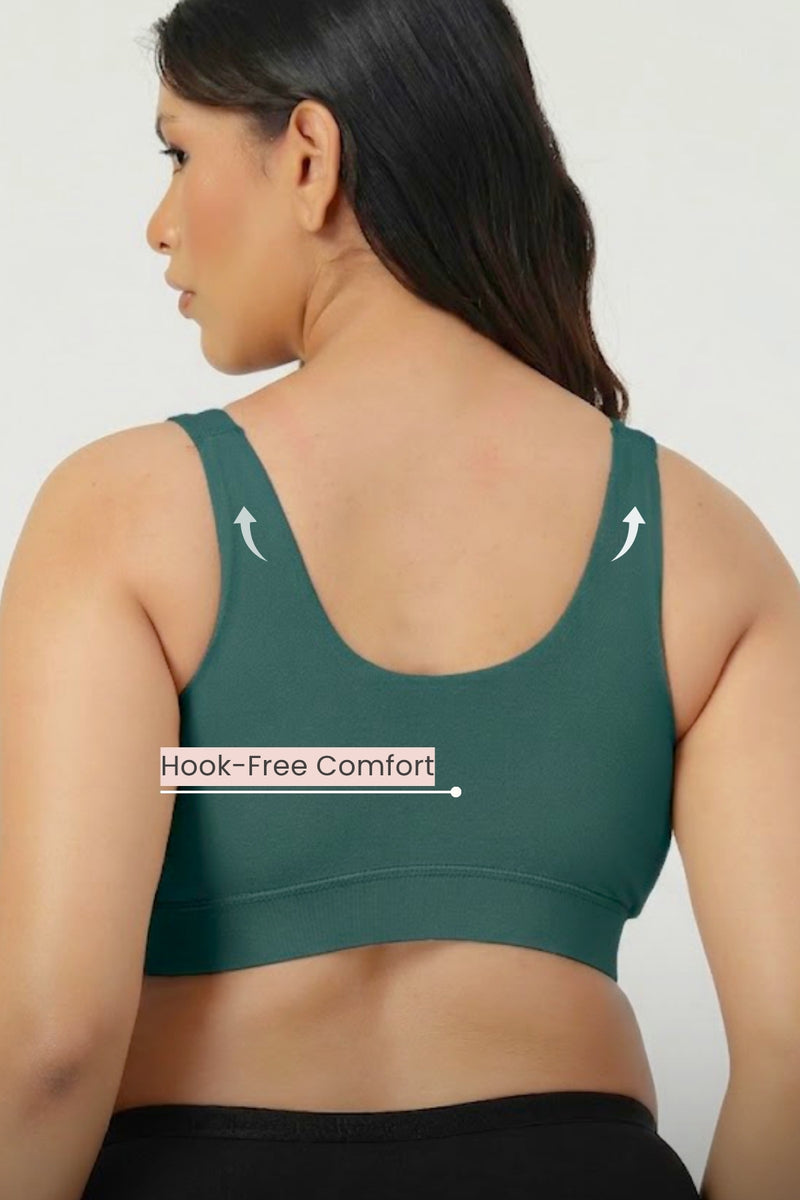247 (Upgraded) Modal Padded Maternity Feeding Bra - Hunter Green