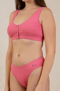 Ribbed Cotton Pink Lounge Bra - Ideal