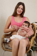 Maternity Nursing Ribbed Cotton Pink Lounge Bra