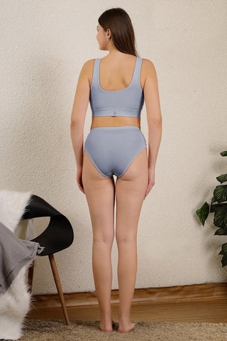 M-Blue Cotton Bra; natural fibers ensure air circulation for comfortable wear.